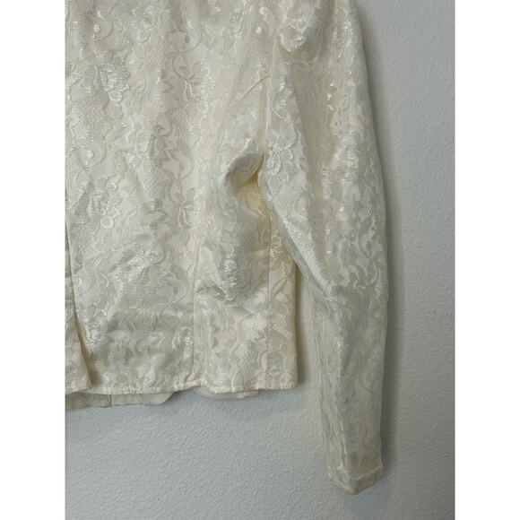 Gunne Sax Ivory Button Front Floral Lace Puff Sleeve Blazer Vintage *TINY FLAW - Picture 13 of 15